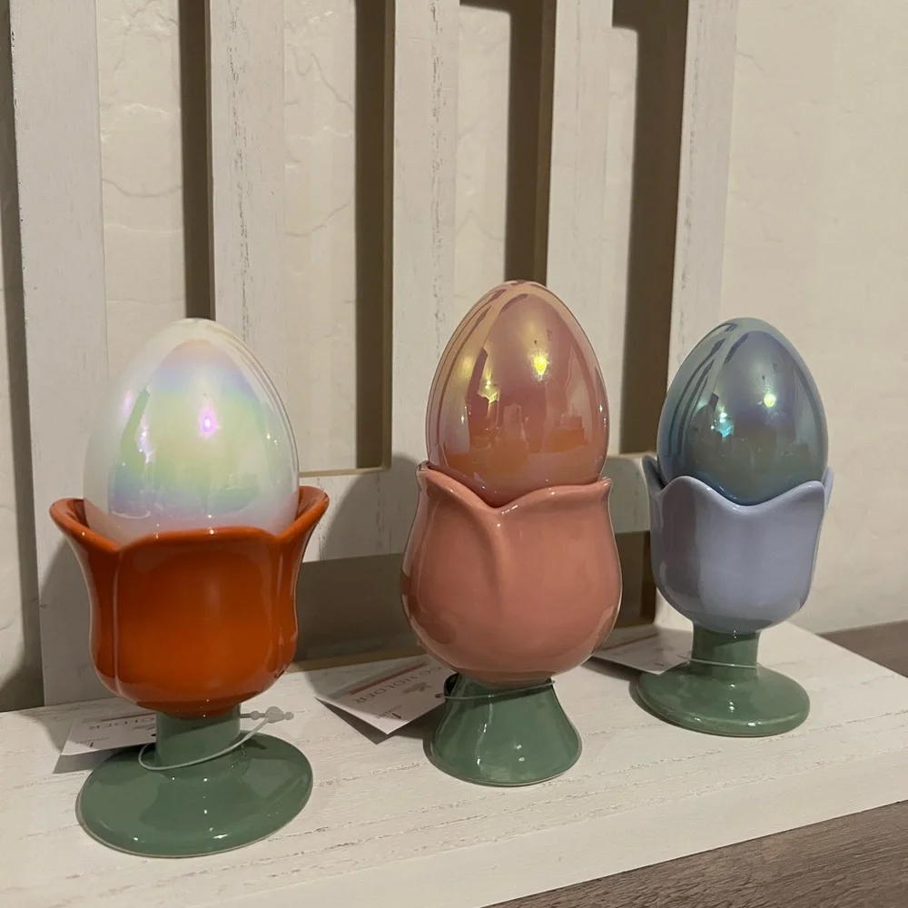 Target Bullseyes Playground Easter Ceramic Flower Egg Holder & Eggs Set of 3